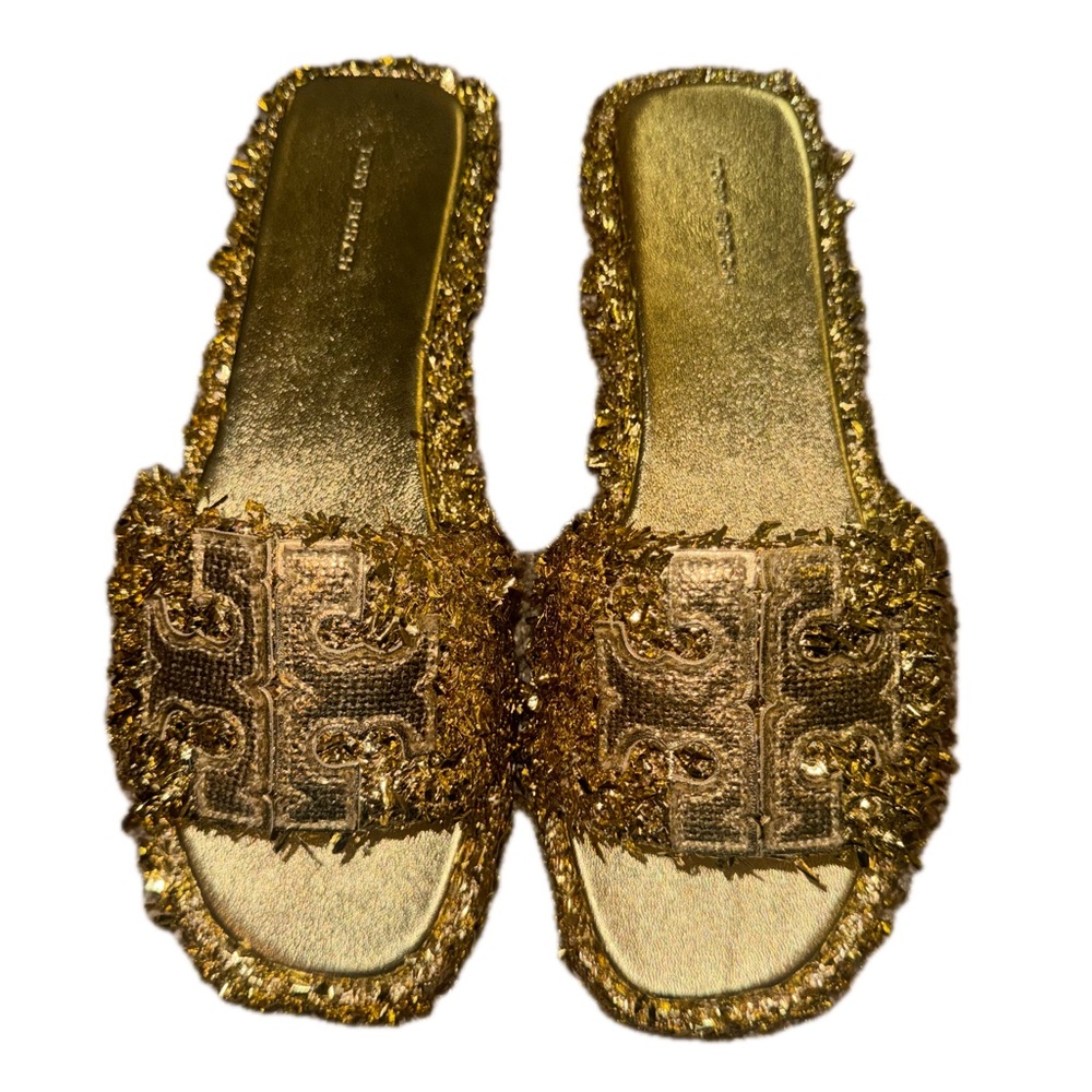 Tory Burch Metallic Gold Fringe Sandals - Picture 4 of 10